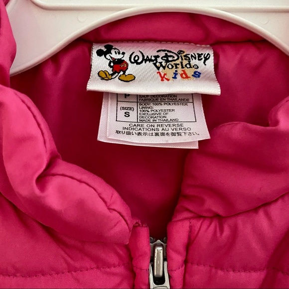 Vintage Walt Disney World Kids Pink Princess Embroidered Puffer Vest Size Small - Picture 4 of 7